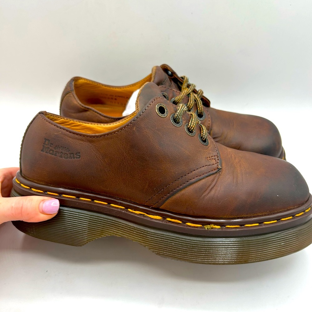 MIE RARE Vintage Dr Martens Chunky Platform Brown Square Toe Lace Up Oxford Shoe - Picture 5 of 17